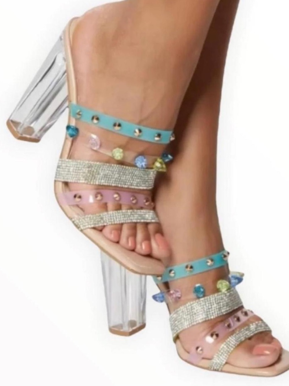 Rouge Helium Jeweled Sandals High Heels Size 7.5 - Picture 9 of 9